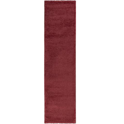 Sleek Soft Plush Shaggy Hallway Runner in Brick Red 60 x 230 cm