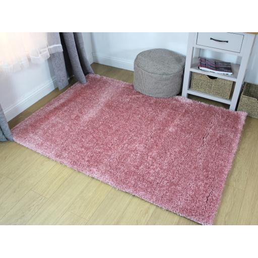 Velvet Silky Shaggy Non-Shed Soft Rug in Pink 160 x 230 cm