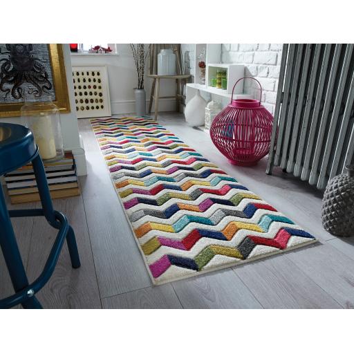 Spectra Coral Multi Colour Hallway Runner Rug in 66x230 cm