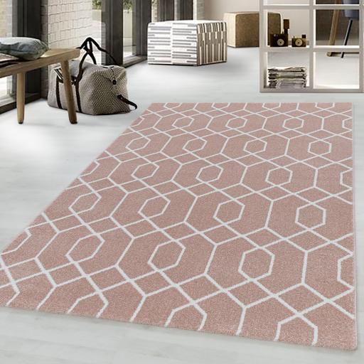 Efor Modern New Geometric Design Soft Rug in Rose Pink