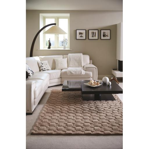 Origins Basketweave 3D Geometric Handmade Wool Rug in Mink