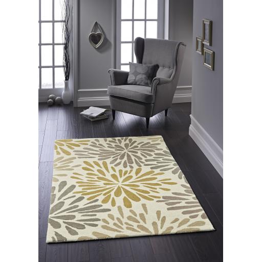 Origins Flowerburst Hand Tufted Floral Design Wool Grey Rug in 160 x 230 cm