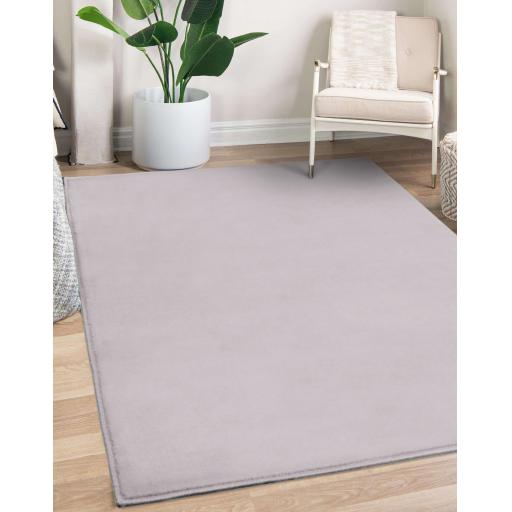 Modern Moda Plain Rug in Silver