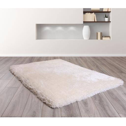 Mayfair Modern Plain High Pile Luxurious Shaggy Rug in Ivory