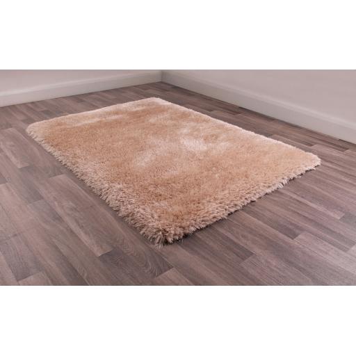 Mayfair Modern Plain High Pile Luxurious Shaggy Rug in Natural Beige