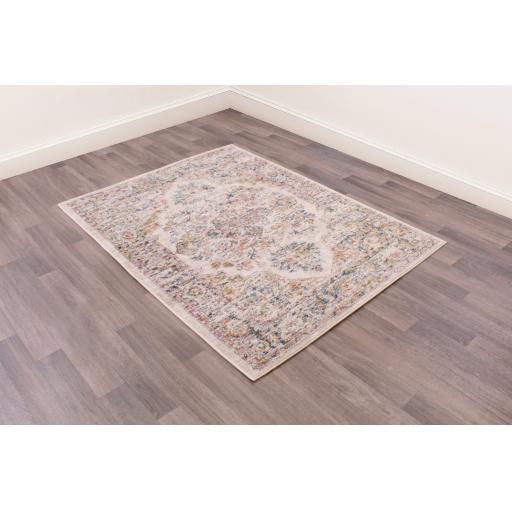 Nova 9207 Traditional Vintage Soft Rug Hallway Runner in Blue and Cream White