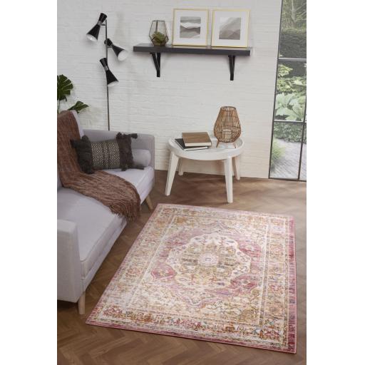 Nova 9047 Traditional Vintage Soft Rug Hallway Runner in Terracotta