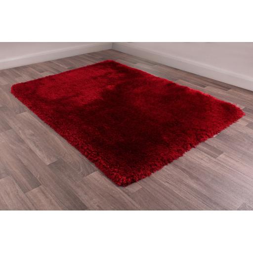 Mayfair Modern Plain High Pile Luxurious Shaggy Rug in Red