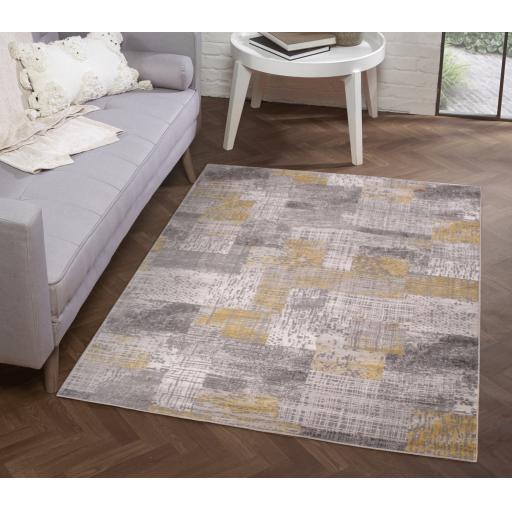 Modern Odyssey Spectrum Abstract Gold Rug Small 80x150 cm