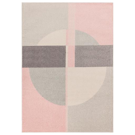 Muse Mu21 Modern Circle Geometric Pattern Pink Oblong Rug