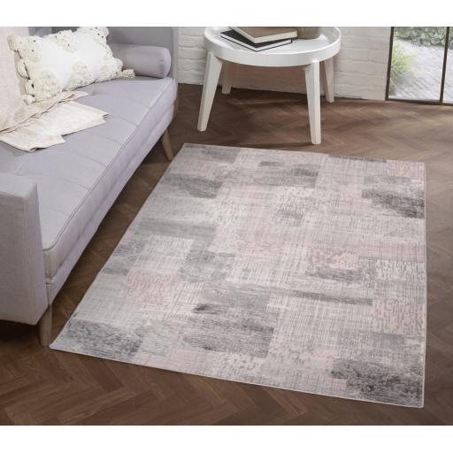 Modern Odyssey Spectrum Abstract Pink Rug Small 60x110 cm