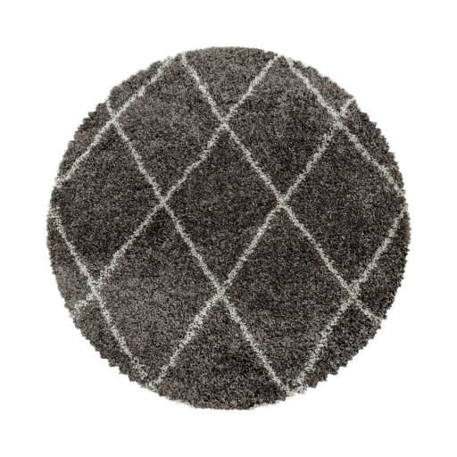 Modern Alvor Geometric Soft Plush Shaggy Circle Round Rug in Beige, Cream, Grey, Taupe