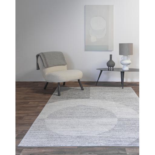 Muse Halo Modern Geometric Pattern Ochre Yellow and Grey Rug