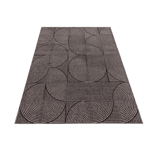 Muse Modern Geometric Swirl Pattern Charcoal and Blue Rug