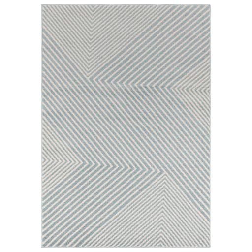 Muse Modern Abstract Geometric Arch, Cross Stripes Rug in Blue, Cream, Pink and Yellow