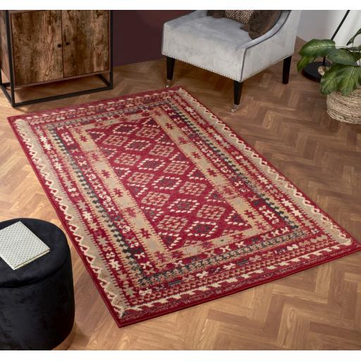 Keshan Supreme Arbil Hand Made Rug Tribal Traditional Kilim Bordered Quality Wool Red Rug in Small Size 80 x 150 cm (2'6"x5')