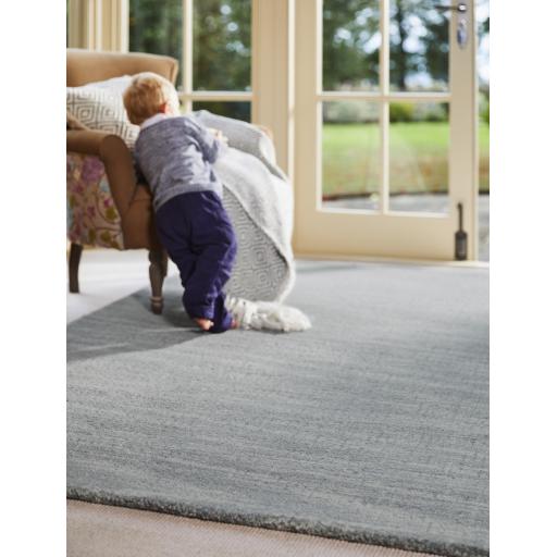 Origins Country Tweed Plain Distressed Wool Sea Mist Rug