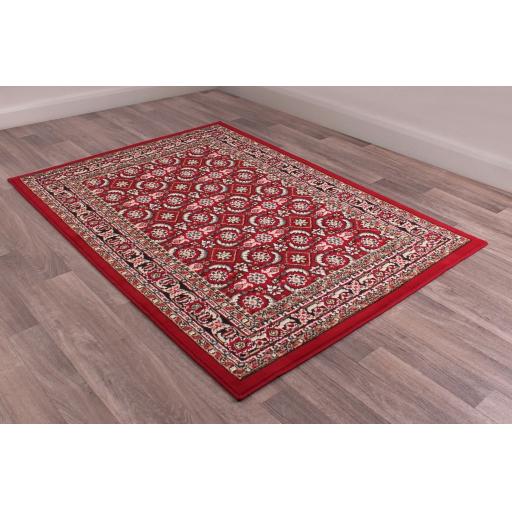 Traditional Poly Esta Bordered Rug Hallway Runner Circle in Red