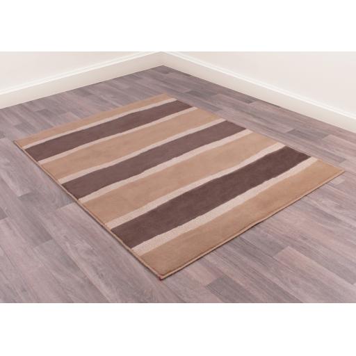 Modern Poly Nova Stripe Rug in Taupe