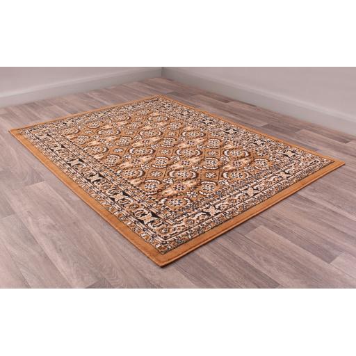 Traditional Poly Esta Bordered Rug Hallway Runner Circle in Gold