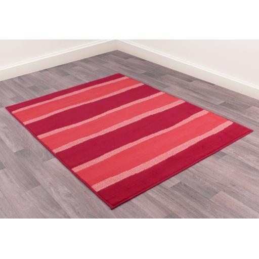 Modern Poly Nova Stripe Rug in Red