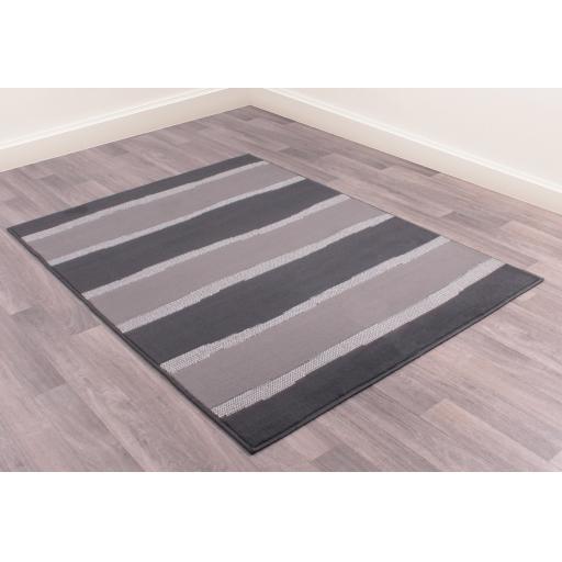 Modern Poly Nova Stripe Rug in Grey