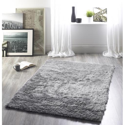 Shimmer Shiny Luxurious Long Pile Soft Shaggy Rug in Blue, Red, Beige, Mink, Green, Ochre Grey Colours