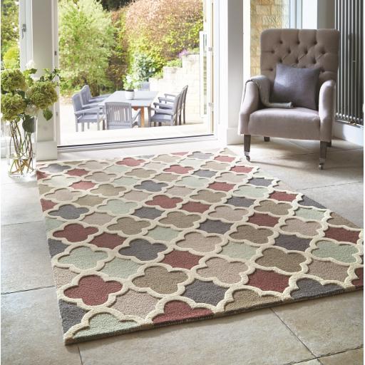 Origins Modern Trellis 3D Hand Tufted Wool Geometric Rug in  Pastel Multi