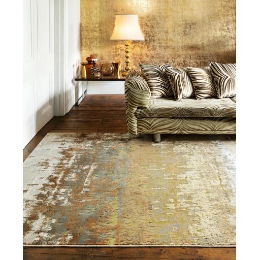 Aurora AU01 Dune Gold Modern Shiny Abstract Design Rug Hallway Runner