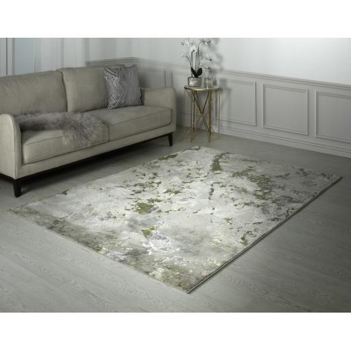 Aurora AU04 Galaxy Metallic Beige Gold Modern Shiny Abstract Marbled Pattern Rug