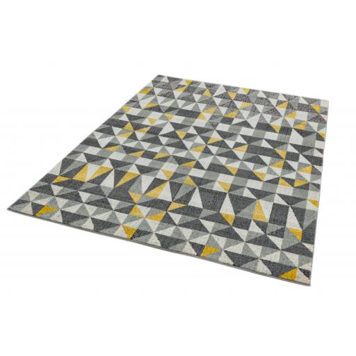 Nova NV01 Flag Geometric Modern Rug in Grey Yellow