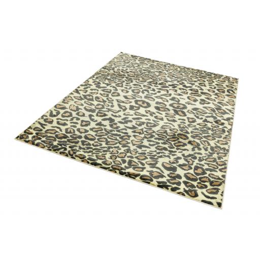 Quantum Leopard Print QU01 High Shine Rug in Beige Brown