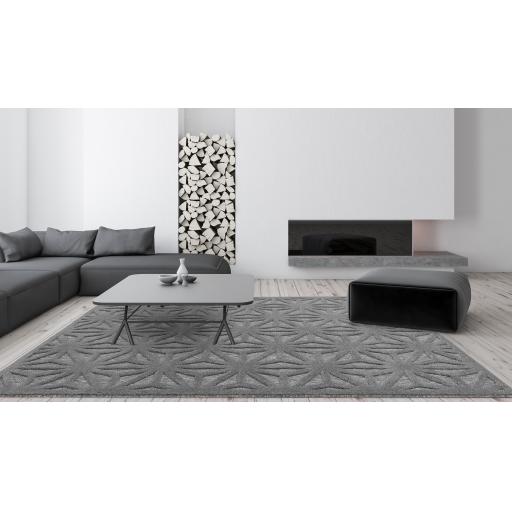 Salta Star SA01 Geometric Indoor Outdoor Rug Hallway Runner in Anthracite Grey