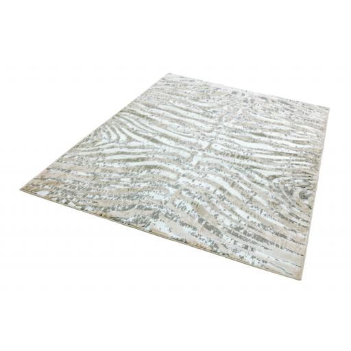 Quantum Zebra Print QU04 High Shine Rug in Beige Grey