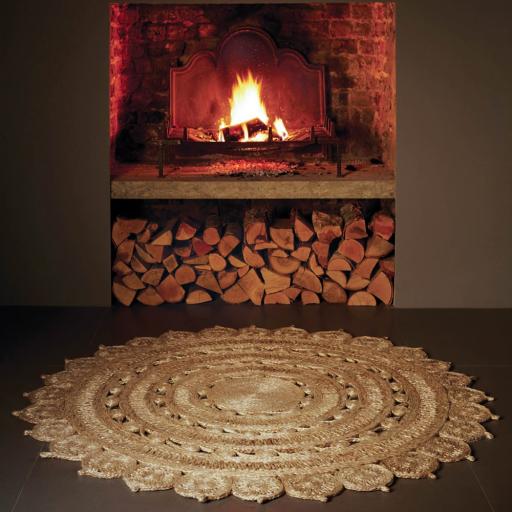 Zira Circular Jute Hand Made Round Rug in Natural 150 x 150 cm