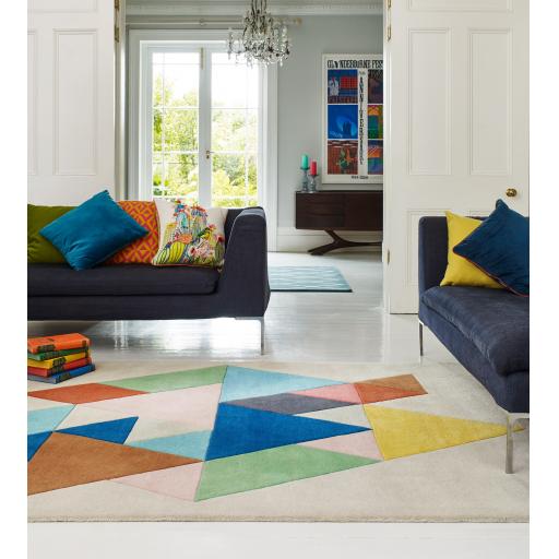 Reef Triangles RF18 Geometric Pattern Hand Tufted Rug in Multicolours