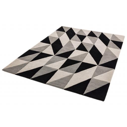 Reef Flag RF08 Geometric Pattern Hand Tufted Rug Hallway Runner in Grey Black