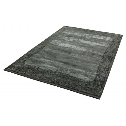 Athera Bordered Distressed Abstract Rug in Anthracite and Bordeaux