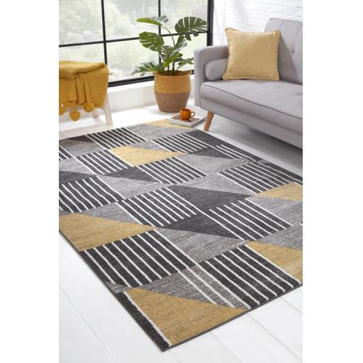 Modern Regency Spire Geometric Rug in Ochre 120x170 cm