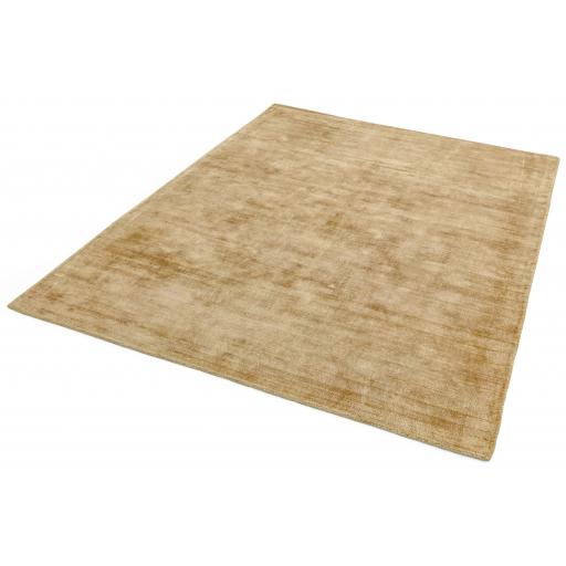 Blade Plain Silky Hand Woven Viscose Shiny Rug Runner in Soft Gold