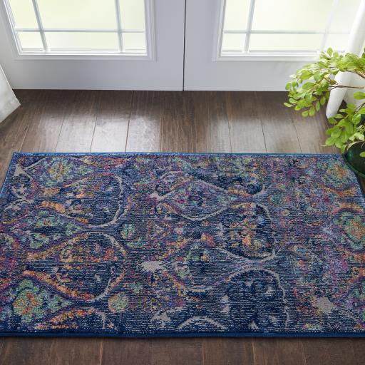 Nourison Ankara Vintage Antique Traditional ANR08 Rug Runner Round in Navy Multi