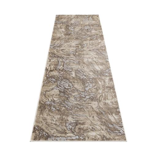 Pollo 107 Modern Abstract Marbled Taupe Grey Rug Runner by Consept Looms