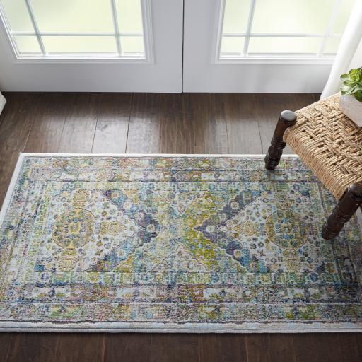 Nourison Ankara Vintage Antique Traditional ANR07 Rug Runner Round in Blue Green