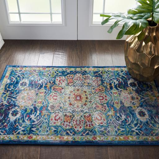 Nourison Ankara Vintage Antique Traditional ANR03 Rug in Blue