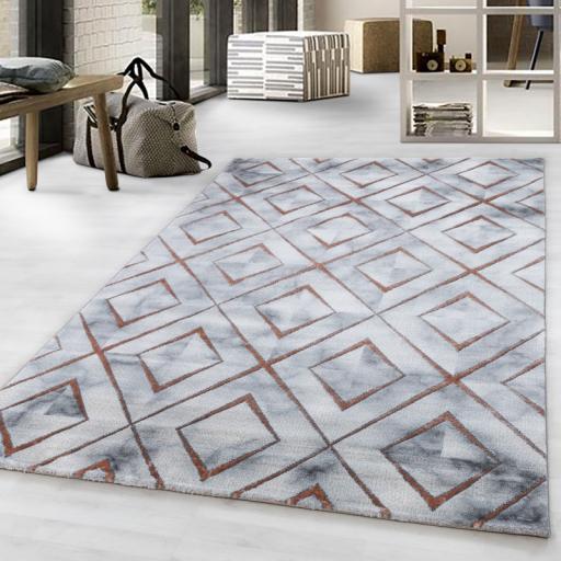 Naxos 3811 Modern Marbled Design White Bronze Rug