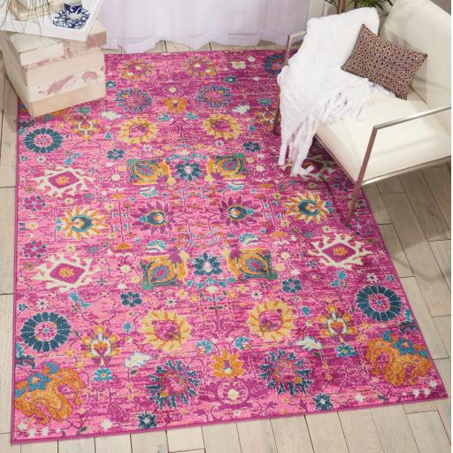 Nourison Passion PSN01 Floral Persian Rug in Fuchsia