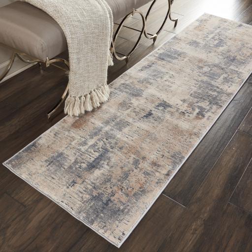 Rustic Textures RUS05 Modern Abstract Hallway Runner in Beige Grey