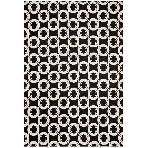 Arlo Buckle AR03 Geometric Rug in Black and Ivory