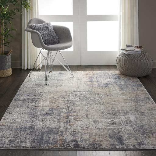 Rustic Textures RUS01 Modern Abstract Rug in Grey Beige