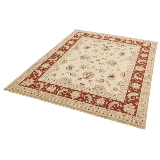 Chobi Traditional Bordered Persian Wool Rug in Beige Rust 130x190 cm